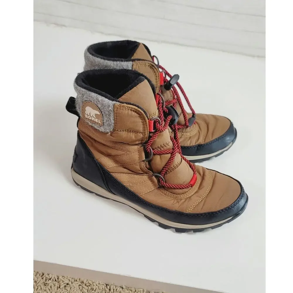 Sorel Whitney Insulated Waterproof Girls Boots in Tan, sz 3